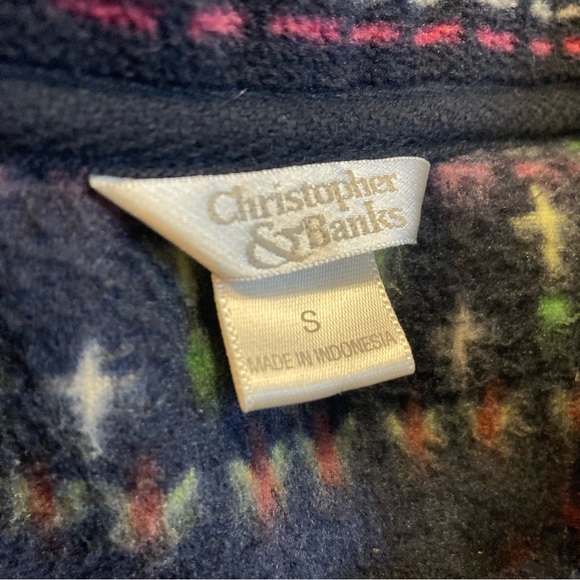 Christopher Banks Button Down Fleece Vest Small - Winter, Christmas, pine trees - Picture 2 of 4